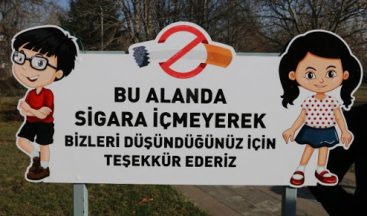 Bolu Belediyesi Açık Havada Sigara Kullanımına Karşı Uyarıcı Tabela Astı