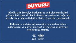 Bursa Büyükşehir Belediyesinden Dolandırıcılık Uyarısı