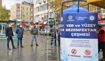 Sokaklarda dev dezenfektan çeşmeleri