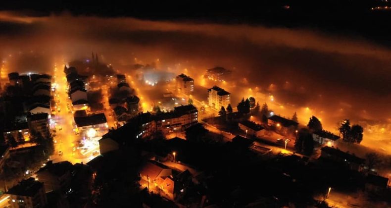 Çameli’de havadan çekilen gece fotoğrafı adeta büyüledi