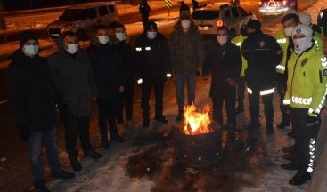 Yılbaşı gecesi eksi 25 derecede kolluk kuvvetleri görev başında