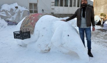 Yüksekovalı gençlerden kardan fil